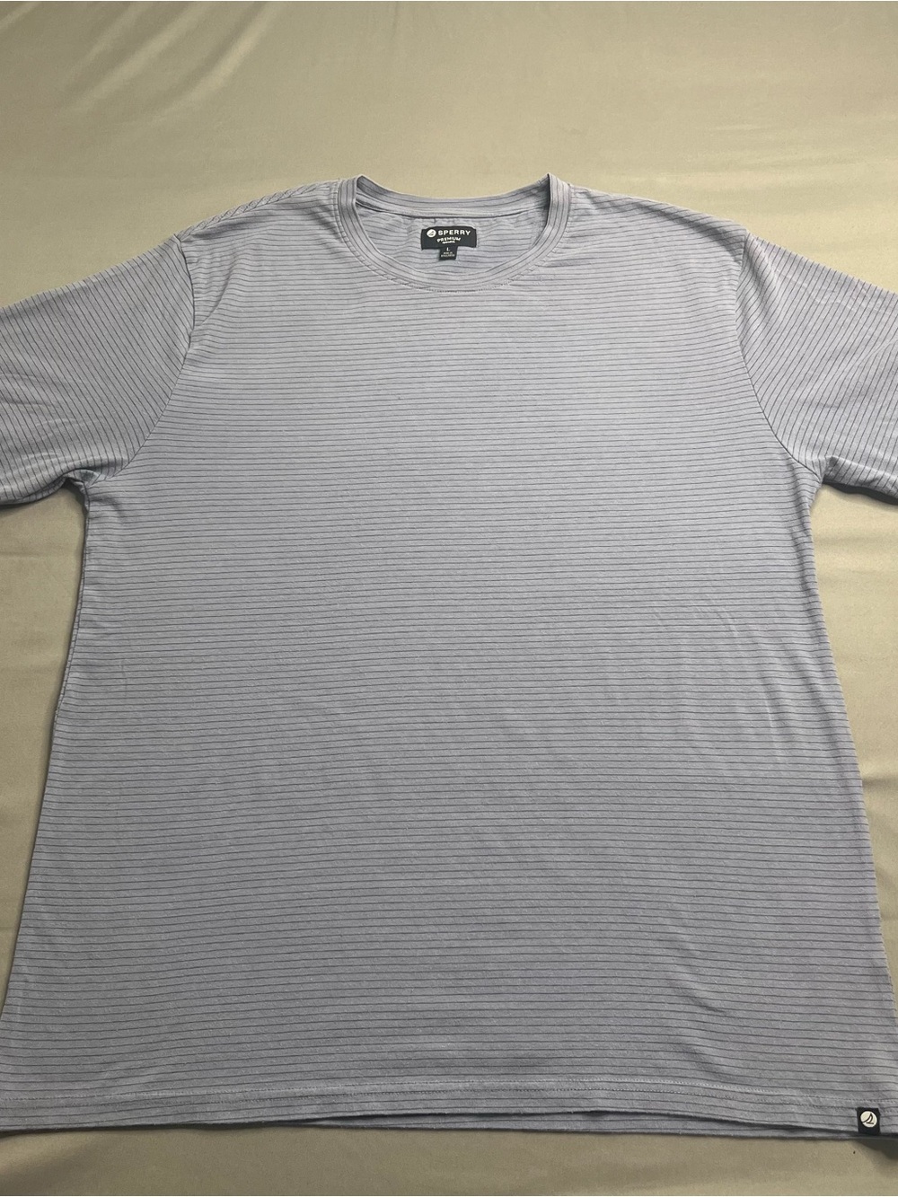 Sperry Men's Light Blue Micro-Striped Crew Neck Tee